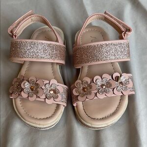 Sugar Glittery Floral Pink Kids Sandals